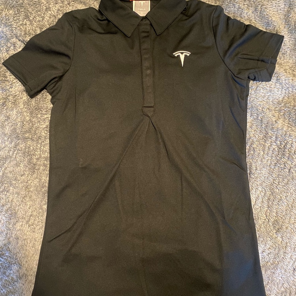 Authentic Black TESLA Poly Polo